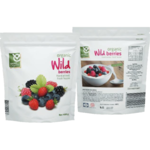 Viking Organic Wild Berries. Wild Blackberries 35% Wild Blueberries 25%. Raspberries 25% Wild Strawberries 15%. VO8107 10x 400g (4Kg Net)