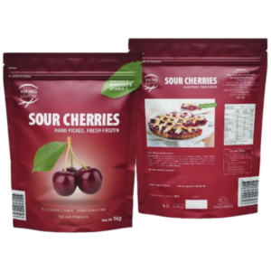 Viking Platter Sour Cherries. 100% Sour Cherries (Pitted). VP9127 6x 1kg (6Kg Net). MAY CONTAIN PITS OR TRACES OF PITS